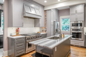 Chefs Dream Kitchen with Prep Island Sink and Built-in Appliances