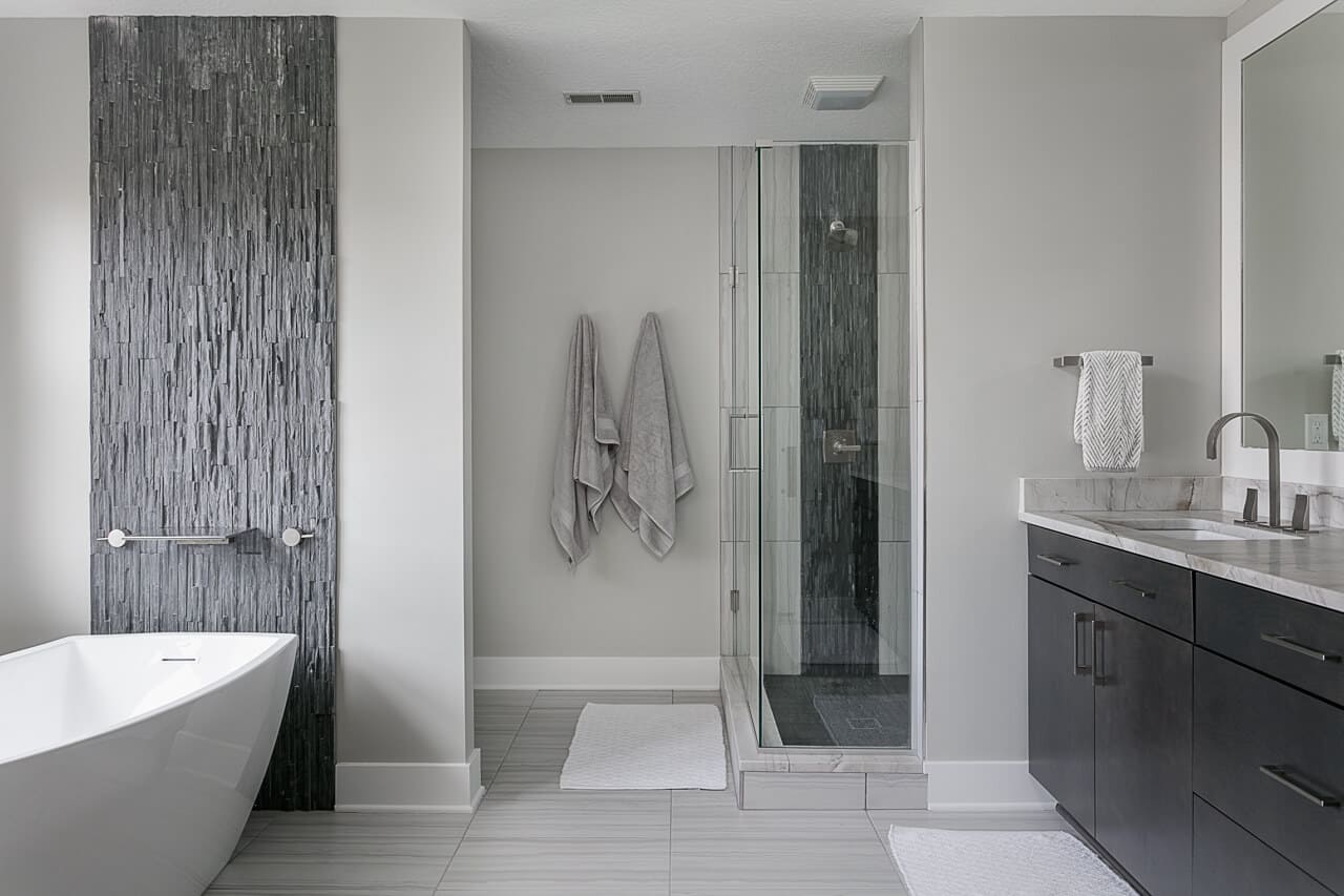 Bathroom Remodel Modern Bathroom Stand-Alone Tub and Walk-In Shower | Compelling Homes Remodeling & Design Experts