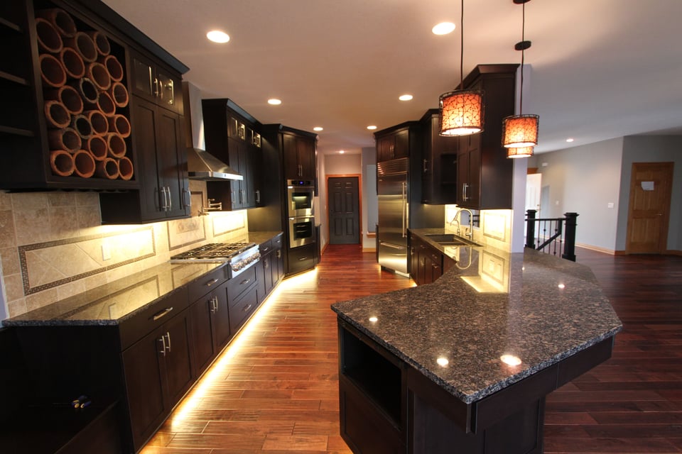 Various forms of kitchen lightening in a modern kitchen