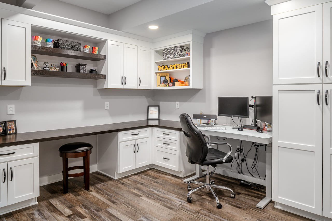 Full Home Office with White Cabinetry | Compelling Homes